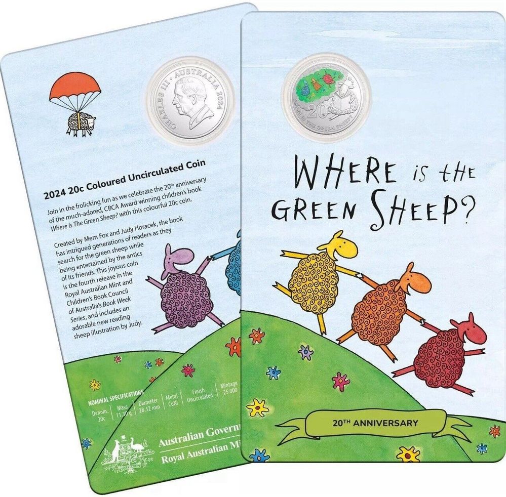 2024 20c 20th Anniversary of Where is the Green Sheep Coin in Card