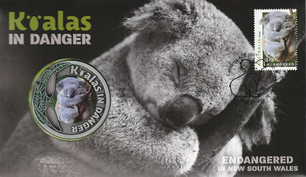 2024 Koalas in Danger - Endangered in the NSW Limited Edition Medallion & Stamp Cover PNC